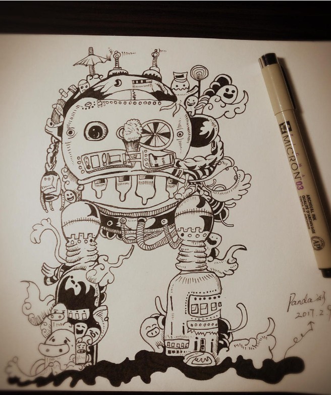 机器人之针管笔手绘01人工智能机器人